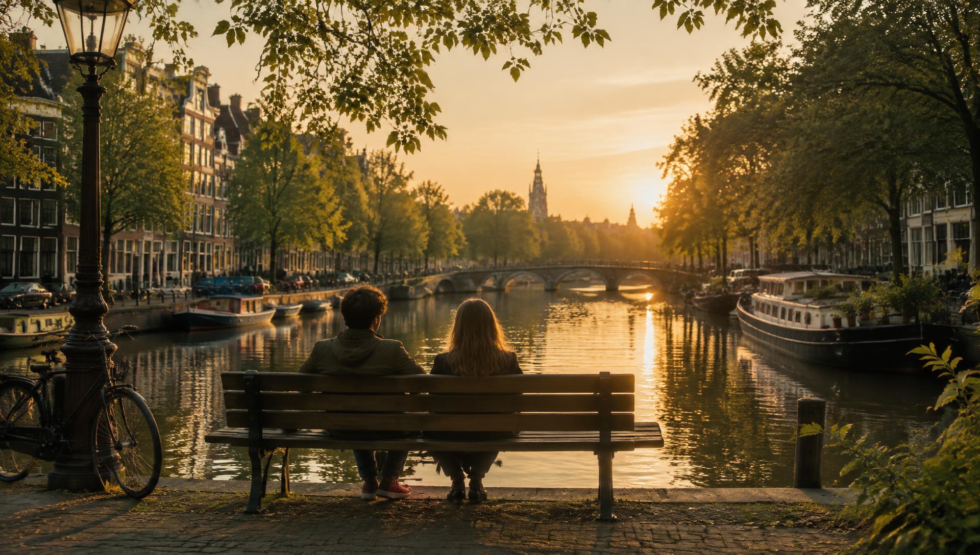 Twee mensen op een bankje aan het water